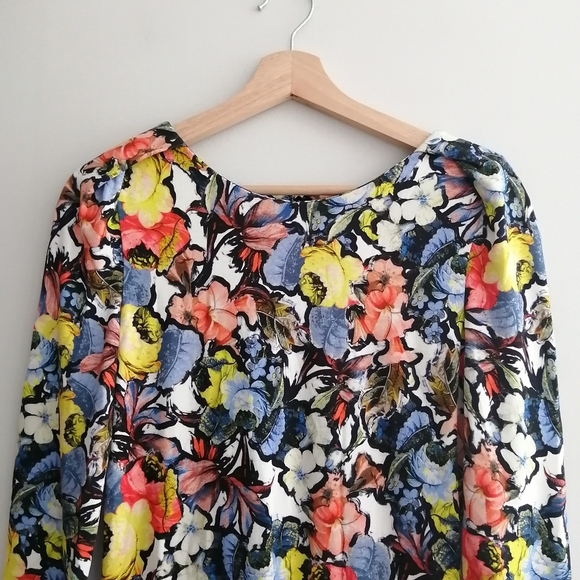 Erdem Wilhelmina Colourful Floral Knee Length Dress Elbow Sleeves US 8 - Picture 5 of 17